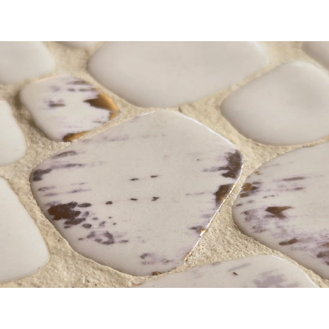 60's Mid-Century Modern Martz Style Mosaic Ceramic Tile Accent Table With Irregular Pebble Luster For Sale - Image 13 of 18