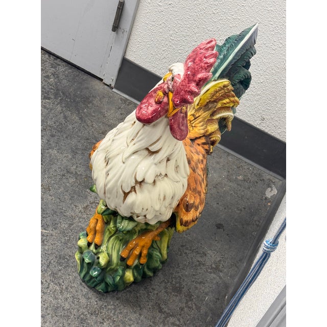 Early 21st Century Glazed Ceramic Rooster Sculpture, Large For Sale - Image 5 of 12