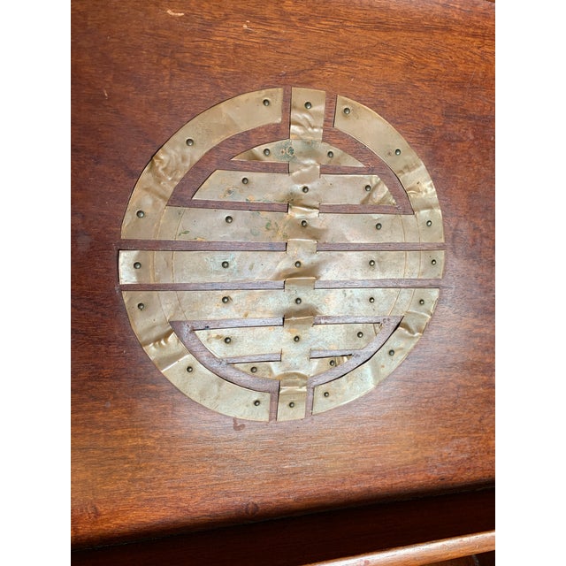 Vintage Asian Rosewood Serving Tray With Brass 3 Pieces Mid Century For Sale - Image 4 of 12