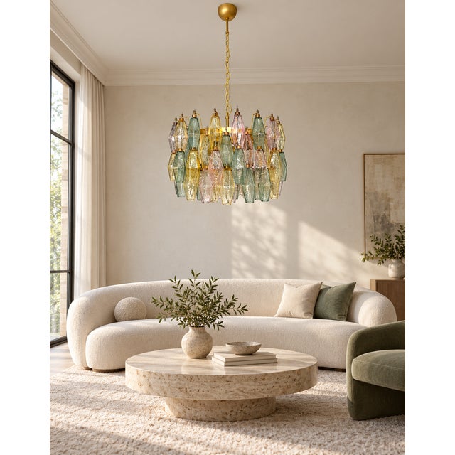 Murano Glass Pendant Light with Polyhedrons from Justfurnituress SRL For Sale - Image 6 of 10