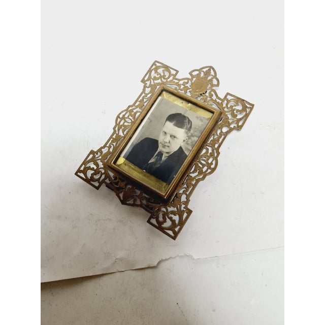 Goldenrod Art Nouveau Bronze Frame, France, 1950s For Sale - Image 8 of 14
