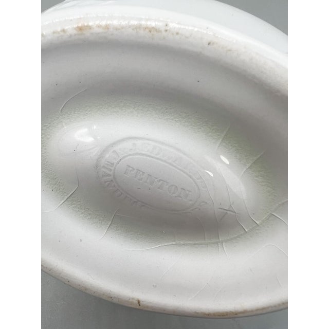 Antique English Ironstone Covered Sauce Tureen by J & J Edwards – Fenton Pattern - Victorian, Farmhouse, Cottagecore For Sale - Image 11 of 16