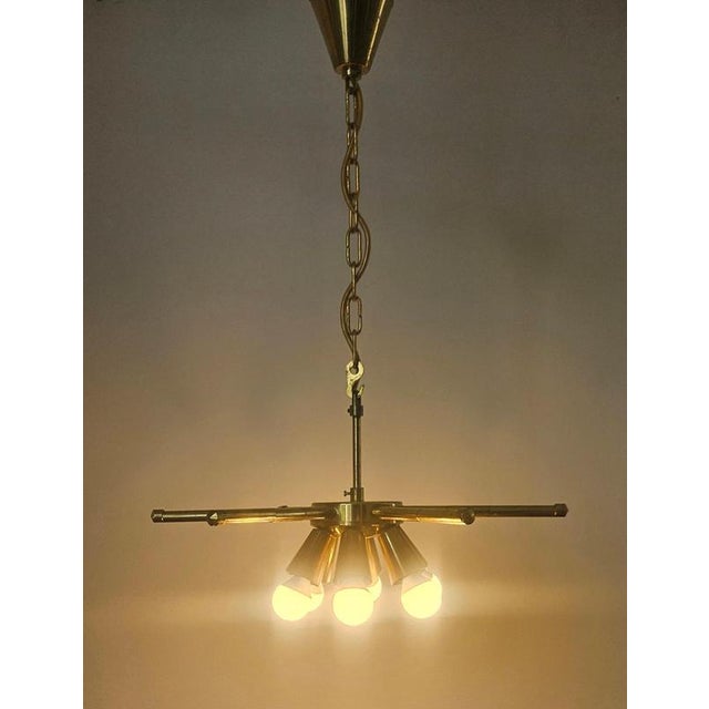 Mid-Century Brass Chandelier, 1970s For Sale - Image 14 of 17