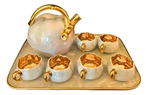 Limoges Porcelain Pumpkin Shape Liqueur Set, 1960s, Set of 8