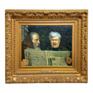 “Psalm Practice” Circa 1870’s, Original Oil Painting by Italian Artist Alberto Fabbi, Framed