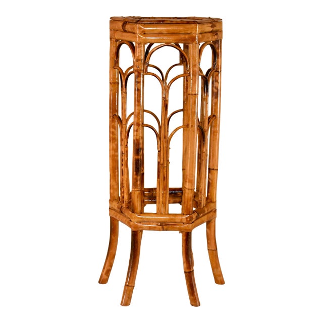 Circa 1960's Tortoise Bamboo Plant Stand For Sale