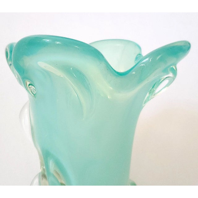 Murano Vase Blue Glass Signed For Sale In Miami - Image 6 of 11