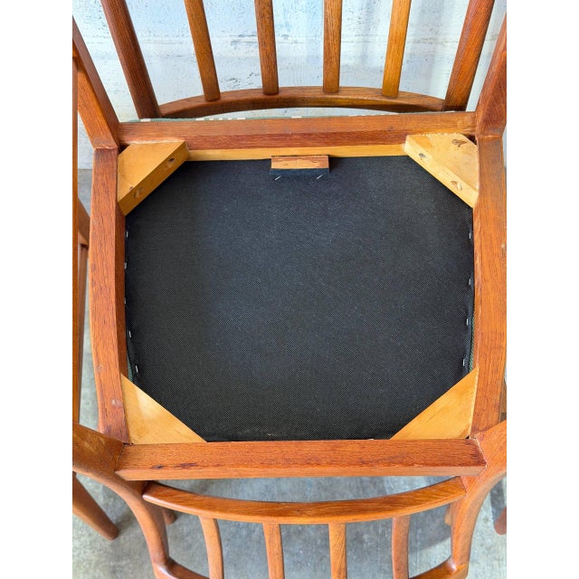 Teak Slat Back Dining Chairs Set of 6 Newly Reupholstered Swedish Mid-Century Modern 1960s For Sale - Image 12 of 13