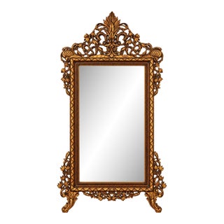 Monumental Large Gold Finish Ornate Frame Mirror For Sale