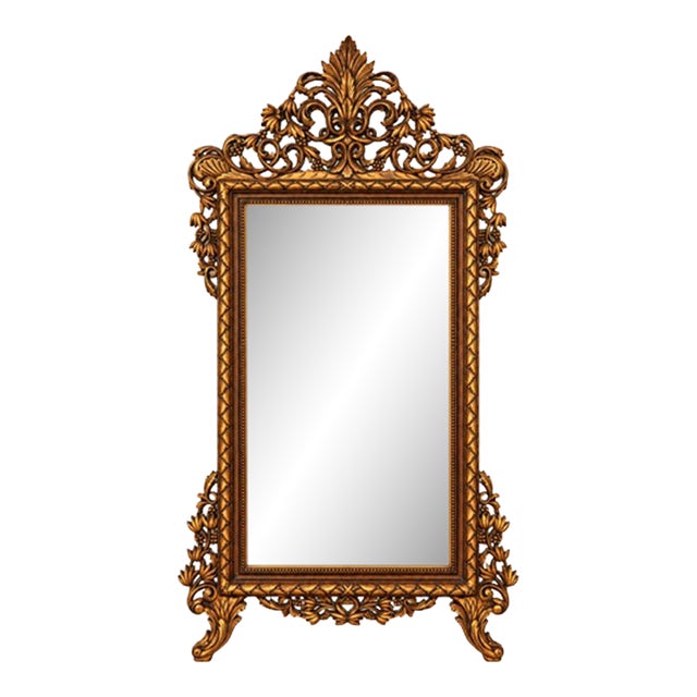 Monumental Large Gold Finish Ornate Frame Mirror For Sale
