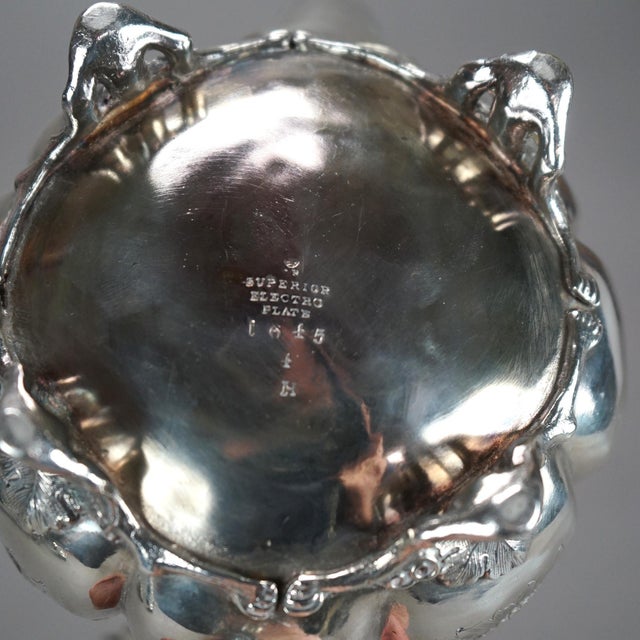 Late 19th Century 3 Piece Antique Silver Plated Tea Set in Melon Form, Circa 1890 For Sale - Image 5 of 8