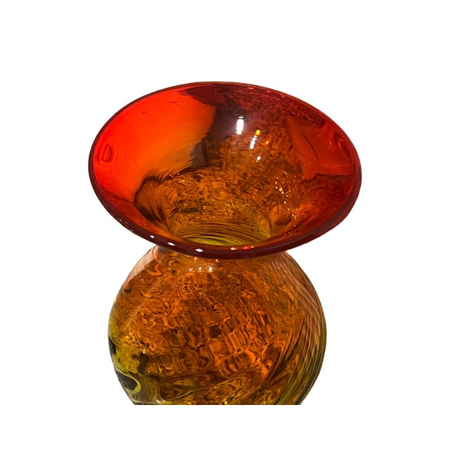 Mid-Century Modern Vintage Mid Century Modern Blenko Amberina Twisted Blown Glass Vase Wayne Husted For Sale - Image 3 of 5