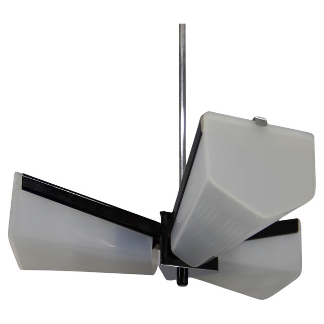 Mid-Century Plastic and Metal Chandelier attributed to Lidokov, Czechoslovakia, 1970s For Sale