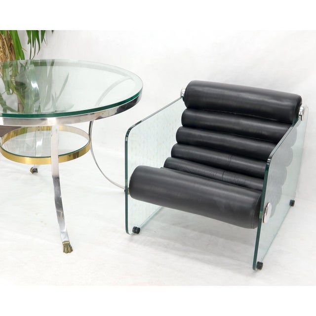 Fabio Lenci Hyaline Adjustable MCM Lounge Chair Glass Black Leather 1970s MINT! For Sale - Image 6 of 14