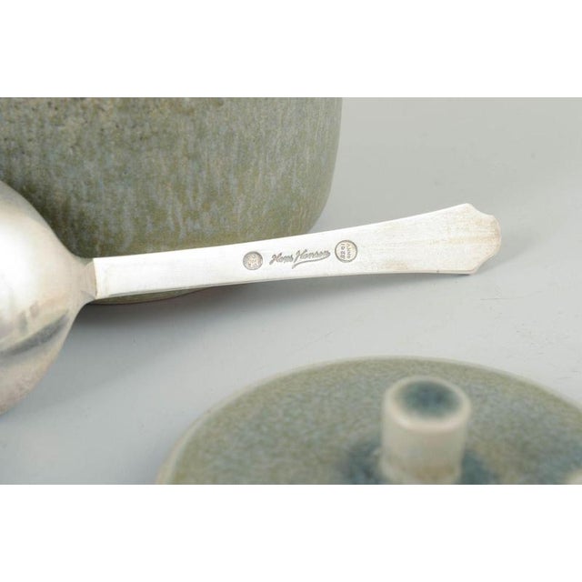Stoneware Jam Jar with Silver Spoon from Palshus, Denmark, 1960s, Set of 2 For Sale - Image 4 of 6