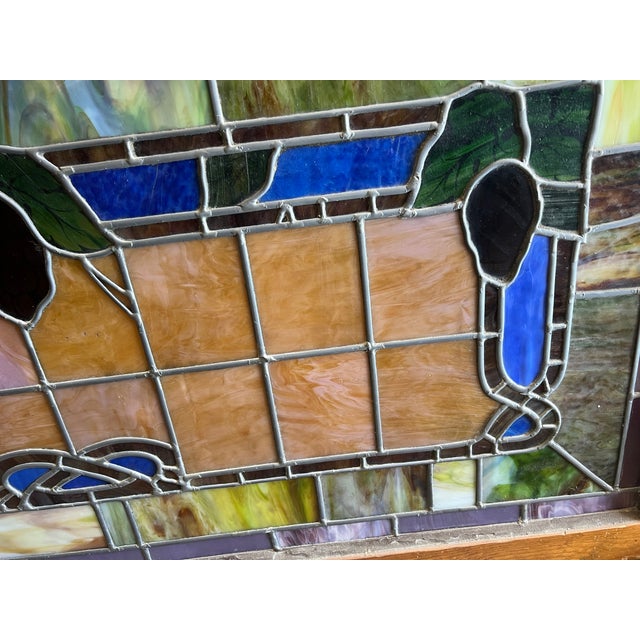 American Victorian Stained Glass in Light Box, Grape Motif For Sale - Image 10 of 15