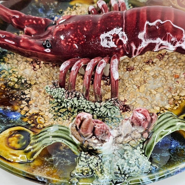 Late 20th Century Vintage Jay Willfred Andrea by Sadek Lobster Plate Palissy Majolica, Portugal For Sale - Image 5 of 10