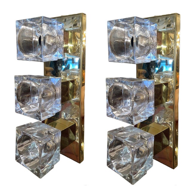 An exceptional set of six Italian Mid-Century Modern wall sconces or flush mounts Designed by Gaetano Sciolari, Italy,...