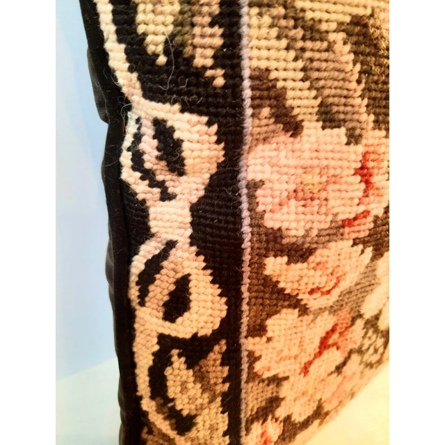 Early 19th Century Ribbon Butterfly Floral Needlepoint Pillow For Sale - Image 5 of 10