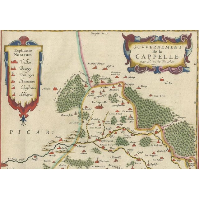 Antique Map of Vermandois and La Capelle from Blaeu, France, 1642 For Sale - Image 6 of 9
