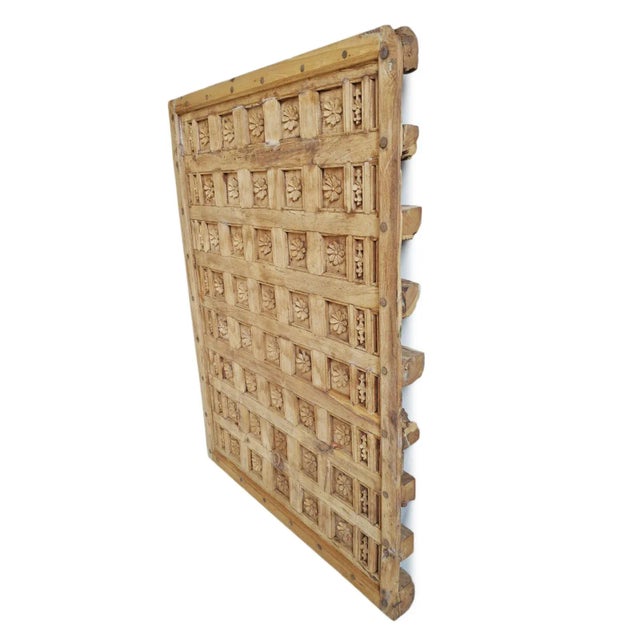 Indian Mid 20th Century Carved Flower Ceiling Panel / Headboard For Sale - Image 3 of 9