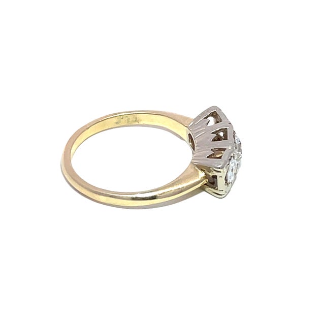 Antique 14k Yellow/White Gold 3 Stone Diamond Engagement Ring, Size 6 For Sale - Image 9 of 9