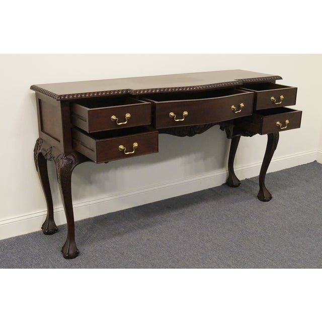 Vintage Antique Solid Mahogany Traditional Chippendale Style Ball & Claw 67" Sideboard Buffet For Sale - Image 4 of 12