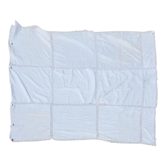Vintage Rustic Crochet and Feed Sack Bedspread Tablecloth For Sale