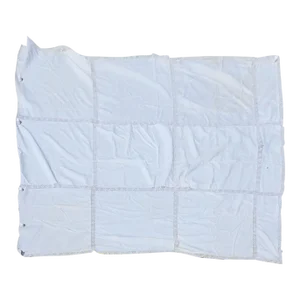 Vintage Rustic Crochet and Feed Sack Bedspread Tablecloth