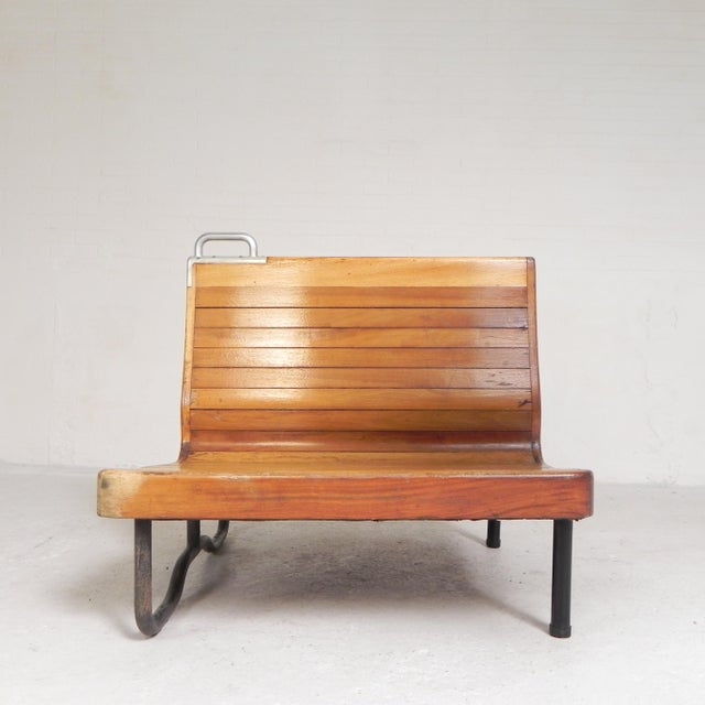 Double-Sided Teak Train Bench, 1930s For Sale - Image 4 of 18