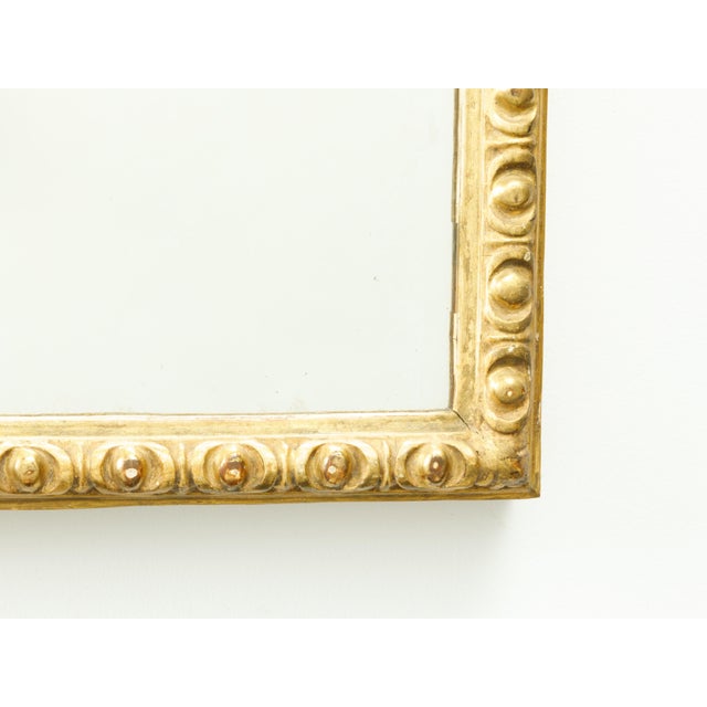 Mid 20th Century French Midcentury Rectangular Giltwood Mirror with Carved Ovoid Motifs For Sale - Image 5 of 6