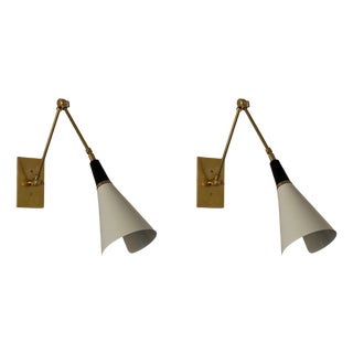 White Wall Lamps in the style of Stilnovo, Set of 2 For Sale