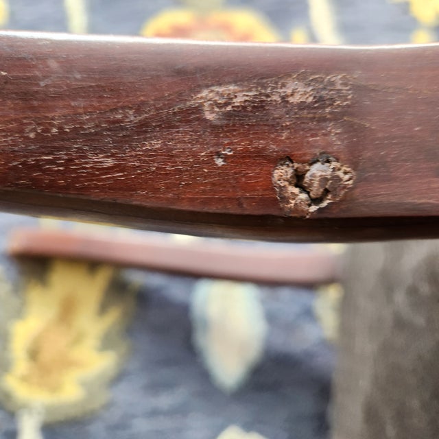 Antique Parisian Armchair, Side / Parlor, Gilt Floral Inlaid Medallion & Gilt Lined Frame French Victorian Original Satin STripe Uphostery - Few Flaws For Sale - Image 10 of 16