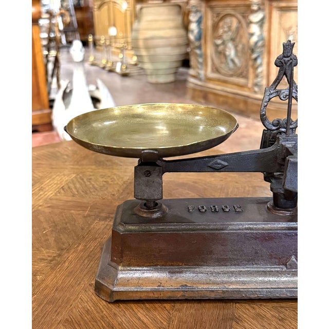 19th Century French Iron Balance Scale With Brass Trays For Sale - Image 4 of 8