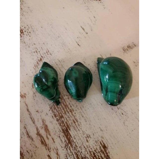 Malachite Carved & Polished Stones - Set of 3 For Sale In Dallas - Image 6 of 8