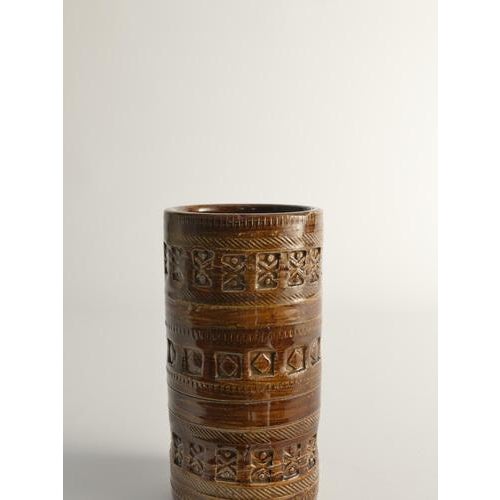 Ceramic Mid-Century Modern Brown Stoneware Vase by Aldo Londi for Bitossi, Italy, 1960s For Sale - Image 7 of 11