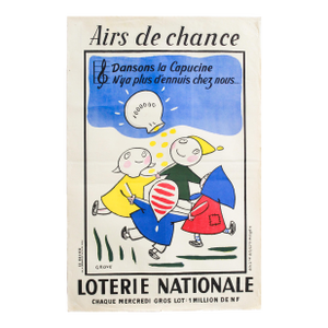 1961 French Loterie Nationale Original Poster, Airs De Chance - Grove