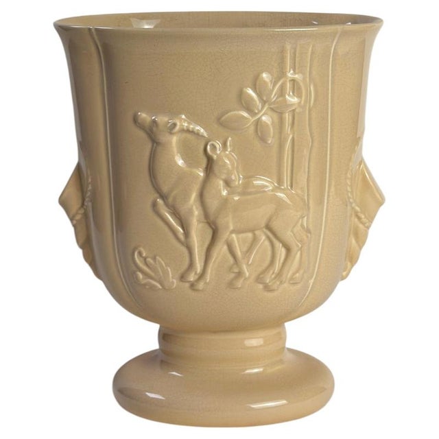 Art Deco Ceramic Pedestal Vase with Gazelle Relief from Beswick, England, 1930s For Sale - Image 10 of 10