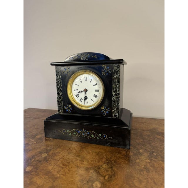 Antique Victorian Marble Mantle Clock, 1880 For Sale - Image 3 of 7