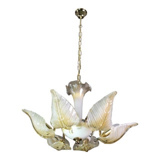 Exceptional Vintage 6-Light Gold Murano Glass Chandelier For Sale
