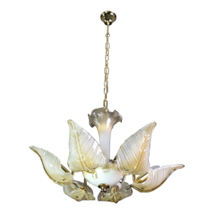 Exceptional Vintage 6-Light Gold Murano Glass Chandelier