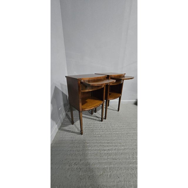 Brown Antique English Mahogany Bedside Nightstands, 1900, Set of 2 For Sale - Image 8 of 16