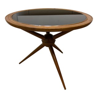 Italian Mid Century Wood and Opaline Glass Coffee Table. Italy, 1950s For Sale