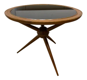 Italian Mid Century Wood and Opaline Glass Coffee Table. Italy, 1950s