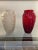 1940s Art Deco Red and Opal White Art Glass Vases. The glass decoration images are referred to flowers and leaf...