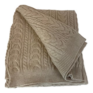 Contemporary Tan Cable Knit Throw For Sale