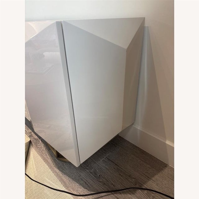 West Elm Faceted Lacquer Credenza For Sale - Image 4 of 5