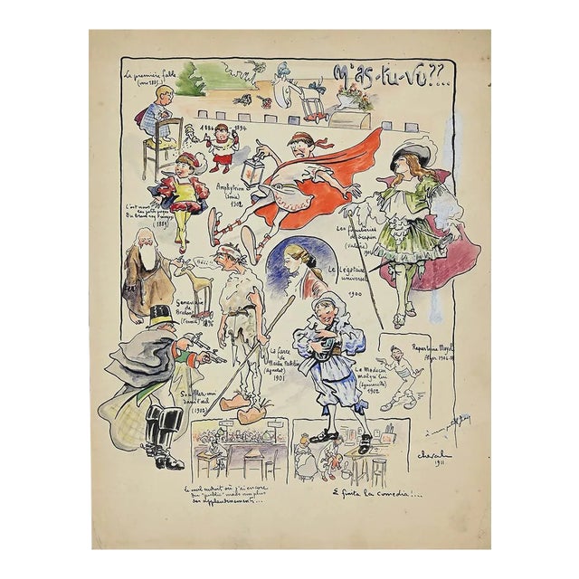 Unknown, The First Fairy Tale, Watercolor and China Ink Signed Cheval, 1911 For Sale