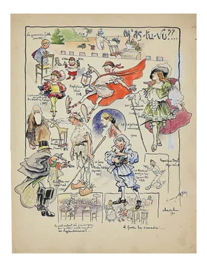 Unknown, The First Fairy Tale, Watercolor and China Ink Signed Cheval, 1911