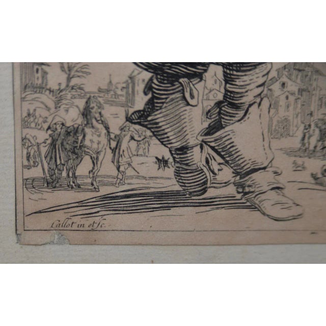 Wood Jacques Callot "The Musketeer" Engraving From the Les Nobles Series 18th to 19th C. For Sale - Image 7 of 9